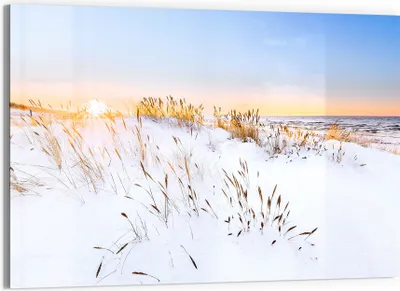 Produktbild von DEQORI Glasbild Echtglas 90x60 cm 'Schneelichter' Wandbild Bild modern Deko