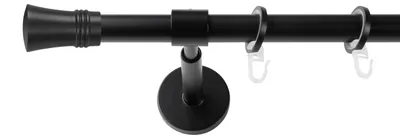 Produktbild von SN Deco Gardinenstange Lyon, 19 mm, 1-läufig, Stahl, Komplett-Set mit Ringen, geschlossener Träger, 150 cm, schwarz