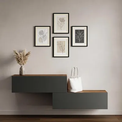 Produktbild von Planetmöbel Flur Möbel Garderobe Hängeschrank 2x 100 cm gold eiche / anthrazit, Wandgarderobe hängend oder stehend
