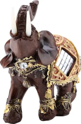 Zdjęcie produktu dla Rzeźba słonia z drewna Lucky Feng Shui Figurka fortuny Prezent Dekoracja domu (M)