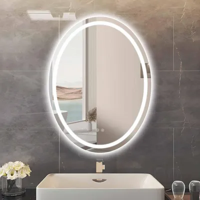 LED-Badspiegel oval 60x80 cm Touch-Schalter Beleuchtung