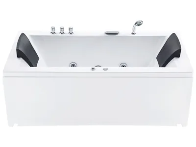 Zdjęcie produktu dla BELIANI Wanna narożna lewa z hydromasażem biała akrylowa kolorowy LED 183 x 90 cm