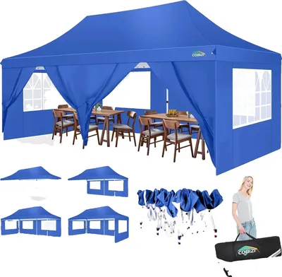 Image de Pavillon, toile imperméable, montage facile, bleu, 3x6m