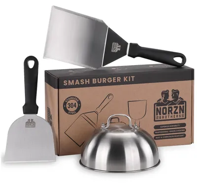 Image de Ensemble de spatules et cloche à burger – Idéal pour les burgers smash