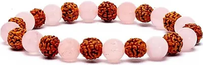 Immagine prodotto di Bracciale Rudraksha/Quarzo rosa Elastico - 0,8 Cm;8 Cm Confezione Da 2 Pz