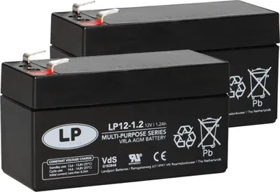 Produktbild von 2x LANDPORT VRLA AGM Stützbatterie 12V 1,2Ah – Versorgungsbatterie Bordnetz passend für Mercedes-Benz