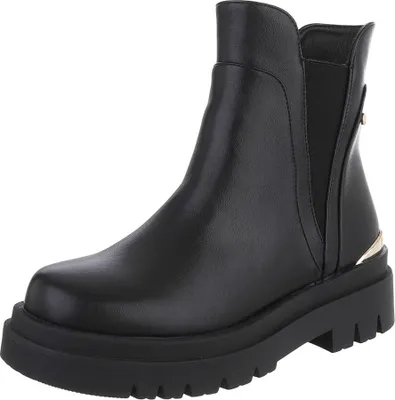 Produktbild von Ital-Design Damen Stiefeletten Chelsea Boots Leicht gefüttert Lederoptik Plateaustiefeletten 90514901 Schwarz Gr.  36