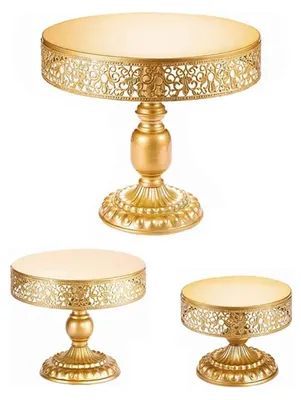 3-stufiger Tortenständer aus Eisen, gold, Ø 15–30 cm