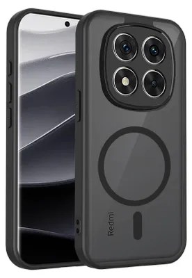 Produktbild von Magnetisch Hülle für Xiaomi Redmi Note 14 Pro+, Handyhülle Transluzente Hart PC Rückseite TPU Stoßfest Schutzhülle Schwarz