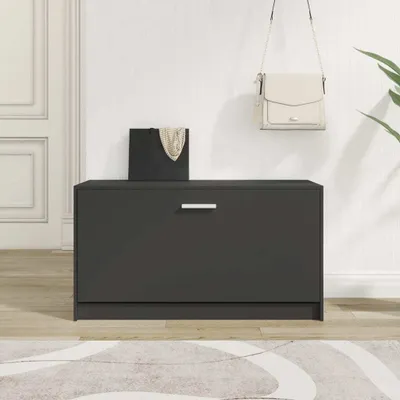 Immagine prodotto di The Living Store Panca per scarpe nera 80x24x45 cm Materiale a base di legno