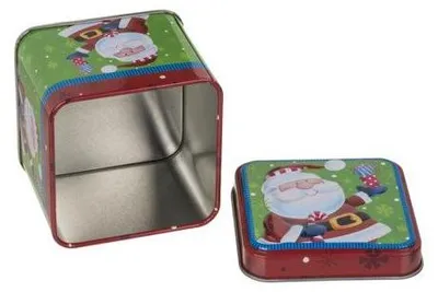 Produktbild von Metallbox Christmas, 7,5 × 6,5 cm, Weihnachtsmann-Motiv, 3-fach sortiert