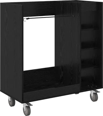 Image de Armoire de golf vidaXL avec roulettes, noir uni, aspect chêne, 90 x 45 x 98 cm