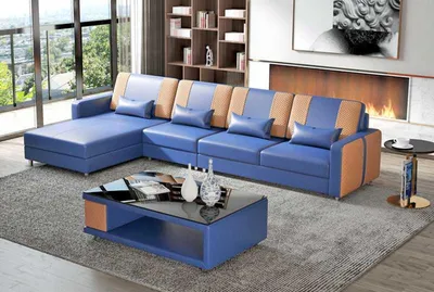Zdjęcie produktu dla Zestaw Narożny Skórzany Narożnik Sofa W Kształcie Litery L Beżowa Luksusowa Nowa