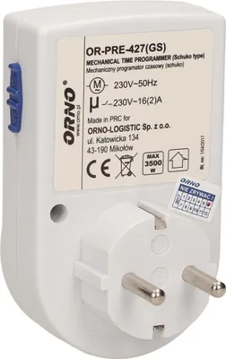 Immagine prodotto di Presa programmabile ORNO OR-PRE-427(GS), 230V, 16A, 24 ore, bianco/blu