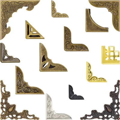 Metallene Bucheckenschützer, 60 Stück, 15 Stile, Vintage-Bronze