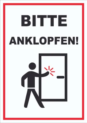 Produktbild von Schild Bitte anklopfen hochkant A2 Rückseite selbstklebend