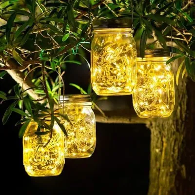 Produktbild von 4 Stück Solarlampen für Außen - 30 LED Solar Laterne Hängend Solarlampions Außen Wetterfest Solar Lichterkette Aussen Gartendeko Laternen für Draußen Patio Balkon Garten Baum