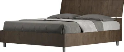Produktbild von ITYHOME - Bett ohne Lattenrost 160x190 schräges Kopfteil Nussbaum Demas
