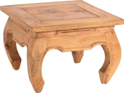 A wooden side table with ornate legs, shown from a slightly elevated front-left angle against a white background.