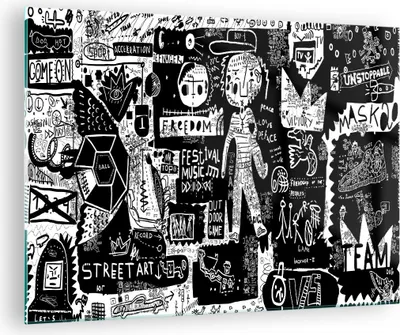 Produktbild von Bilder auf glas - Graffiti modern - 70x50cm - Glasbilder - Wandbilder - Kunstdruck - zum Aufhängen bereit - Wanddekoration aus Glas - Glas Bilder - Wandbild auf Glas - Einteilig - GAA70x50-3587