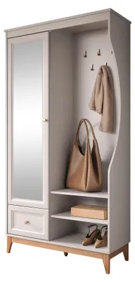 Produktbild von MIRJAN24 Garderoben-Set Windsor, Garderobe mit eins Drehtüren + Spiegel mit Kleiderhaken (Farbe: Cashmere)