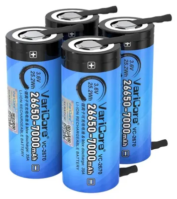 Obrázok produktu pre Nabíjateľná lítium-iónová batéria 18650 – model VC-2670 – 3,7 V, 7000 mAh – vysoký prúd 35 A – balenie po 4 kusoch – s niklovým konektorom