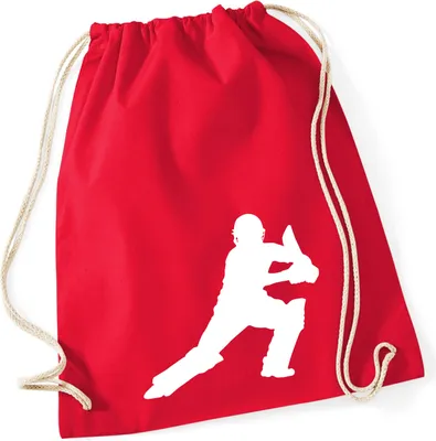 Produktbild von Huuraa Turnbeutel Cricket Silhouette 12 Liter Classic Red Baumwolle Rucksack Geschenkidee