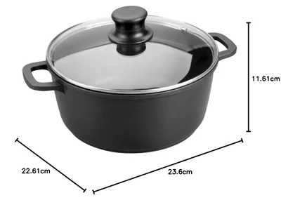 Immagine prodotto di Omgoods - Padella antiaderente in alluminio fuso, diametro 20 cm, con coperchio in vetro