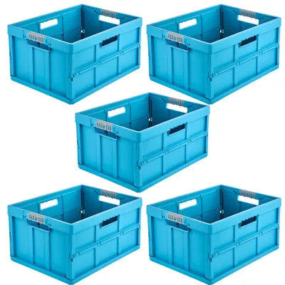 Productafbeelding van keeper benno, professionele inklapbare opbergboxen, set van 5, 45 liter, kleur: eco blauw