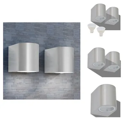Immagine prodotto di vidaXL Luci da parete per esterni a LED 2 pz. Rotonde verso il basso - Illuminazione per esterni