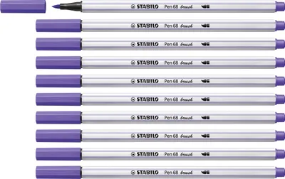 Produktbild von Premium-Filzstift mit Pinselspitze für variable Strichstärken - STABILO Pen 68 brush - 10er Pack - violett