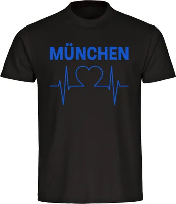 Produktbild von multifanshop Kinder T-Shirt - München blau - Herzschlag, schwarz, Größe 140