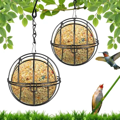 Image de Porte-boîtes en métal Distributeur de nourriture pour oiseaux Suspendre Couvercle à charnière 4 pièces
