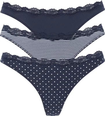 Produktbild von LASCANA String marine-gepunktet, gestreift, uni Größe 44/46