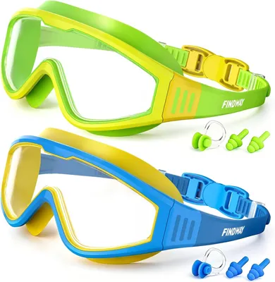 Image de Lunettes de natation pour enfants, avec lentilles HD à 180°, protection UV, lot de 2, pour les enfants de 4 à 16 ans