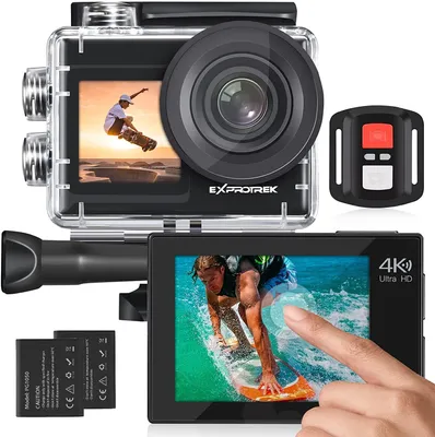 Produktbild von Exprotrek Action Cam 4K Unterwasserkamera mit Zubehör 40M Ultra HD 20MP Wasserdicht