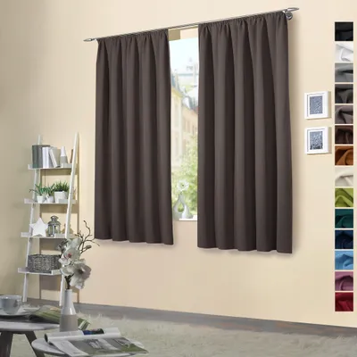 Produktbild von heimtexland ® 2 Stück Thermo Verdunkelungsvorhänge Sonnenschutz Kälteisolierung Verdunkelungsgardinen Kräuselband Vorhang Typ139 Grau-Braun HxB 145 x 135 cm