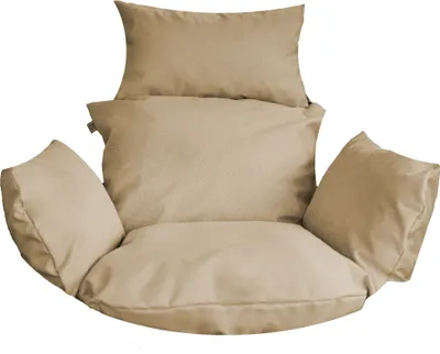 Produktbild von Hängesessel Kissen, Polster für Polyrattan / Rattan Hängeschaukel, Hängekorb, Schaukel Korb, Nur Kissen, Rückenkissen - hellgrau - beige