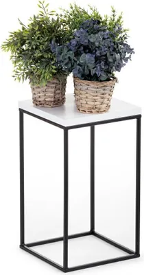 Produktbild von HowHomely Modern Pflanzenständer, Blumenhocker aus Metall Weiß 40 cm Höhe - Blumenständer für das Haus