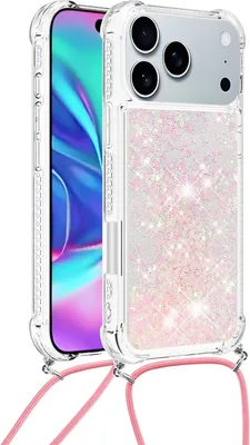 Produktbild von iPhone 18 Pro Max / 17 Pro Max Hülle - Coverup Liquid Glitzer Back Cover mit Handykette - Rosa