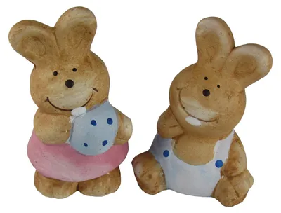 Immagine prodotto di Set da 2 pezzi, con coniglietti di Pasqua in Vetroceramica, decorazione