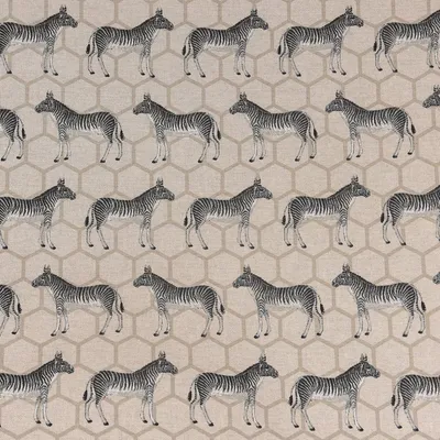 Produktbild von Dekostoff Meterware Halbpanama Leinenlook beige schwarz grau 1,40m
