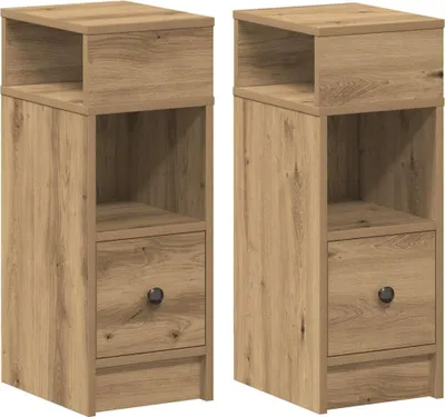 Produktbild von Nachttische 2 Stk. mit Schublade Artisan-Eiche 25x31x66 cm