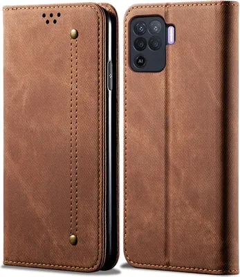 Produktbild von OPPO A94 4G Hülle, Leder Brieftasche Flip Bookstyle Schutzhülle mit Standfunktion für OPPO A94 4G Braun