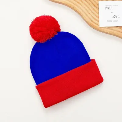 Produktbild von 2er Set Weihnachts-Beanie Mütze & Handschuhe Uni Strickmütze Winter Kostüm Cosplay Halloween Neujahr - Farbe: Mütze Blau-Rot mit Handschuhen