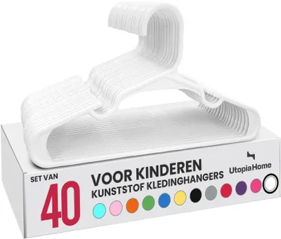 Kinderkleiderbügel 40er Set, 29,2 cm, Kunststoff, Weiß