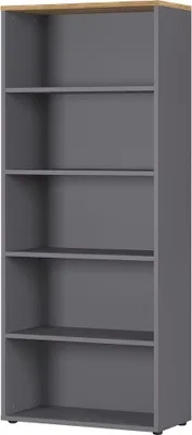 Produktbild von Aktenregal 5OH 80cm AURAY-01 Graphit/Grandson-Eiche-Nb. B/H/T ca. 80/197/40cm