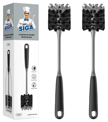 Image de Brosse pour bouteilles avec long manche, noire, lot de 2