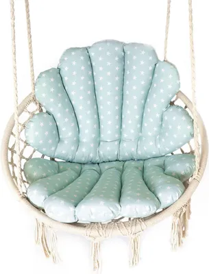 Produktbild von Love Gifts® Hängesessel Kissen in Muschelform 2 Stück + 1 kleines Kissen in Herzform, passend auch für einen Hängekorb, Farbe Sterne