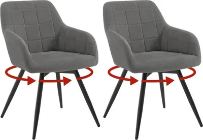 Produktbild von WOLTU Esszimmerstuhl, gepolstert, ergonomisch, drehbar, mit Metallbeinen, Samt : Dunkelgrau 2 Farbe: Dunkelgrau Stückzahl: 2